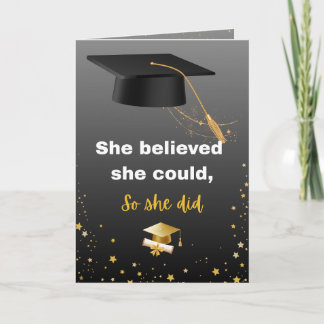 Carte Élégante remise de diplôme noir et or