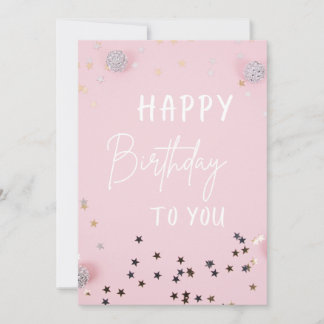 Carte élégante rose de joyeux anniversaire