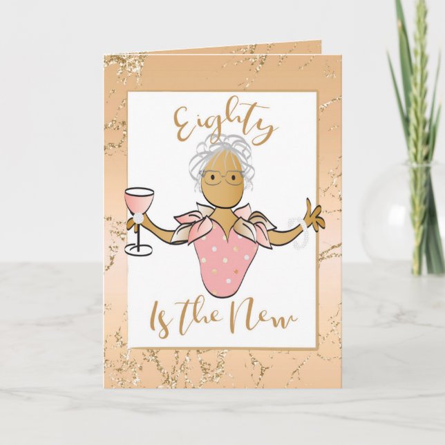 Carte Elégante Rose Gold 80th Birthday Card pour elle (Devant)