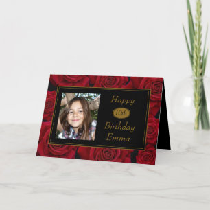 Carte Elégante Rose rouge n'importe quel âge Photo Anniv