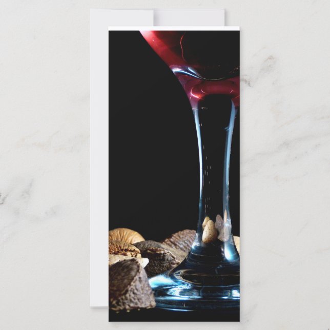 Carte Elégante saison festive avec verre à vin et noix (Devant)