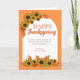 Carte Elégante tournesol Automne couleurs Thanksgiving