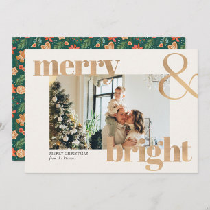 Carte Elégante Typographie Or Photo Joyeux Noël