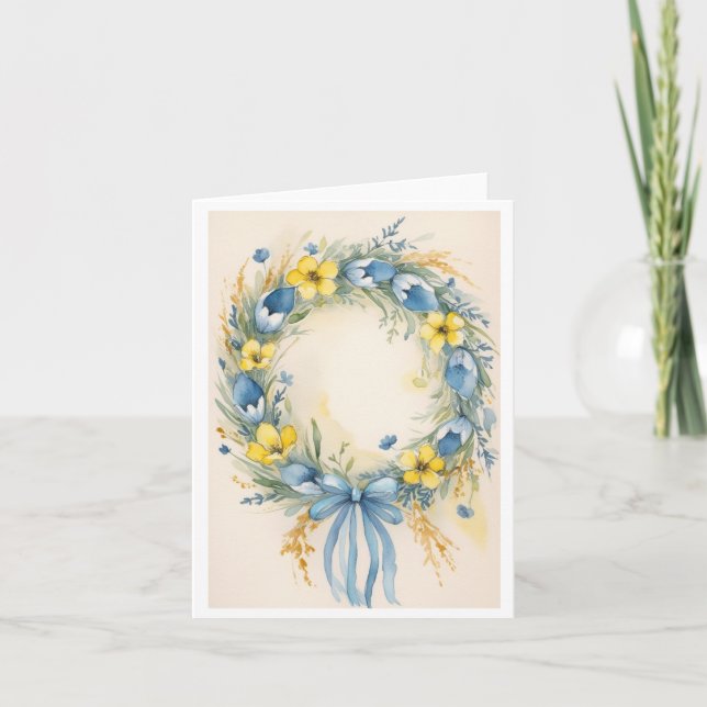 Carte Elégante Ukraine Drapeau couleurs couronne (Devant)