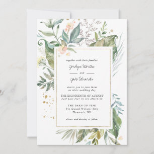 Carte Élégante verdure à l'aquarelle Mariage floral ro