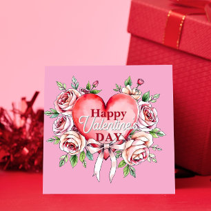 Carte Élégantes Roses Romantiques et Saint-Valentin du C