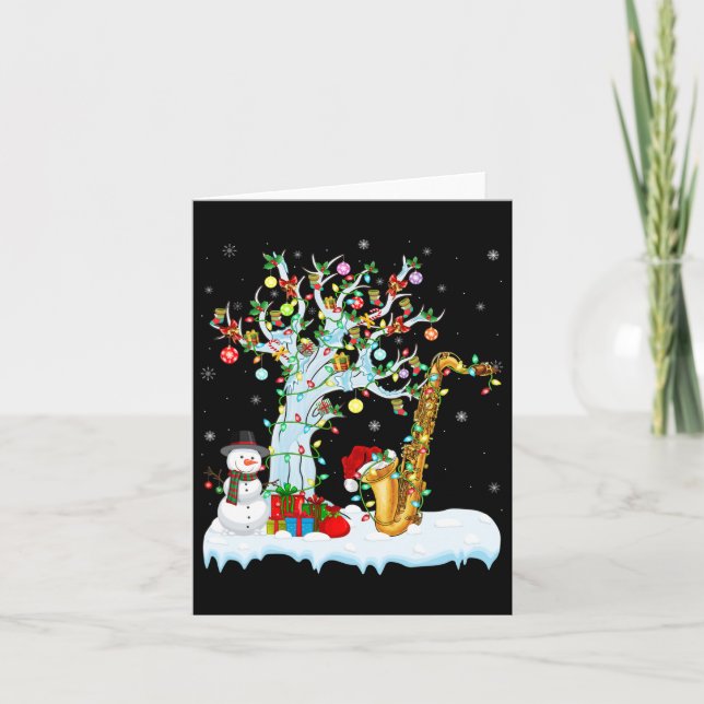 Carte Élément de Noël Saxophone Éclairage de l'arbre de  (Devant)