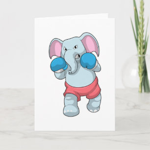 Carte Éléphant à la boxe avec des gants de boxe