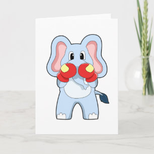 Carte Éléphant à la boxe avec des gants de boxe