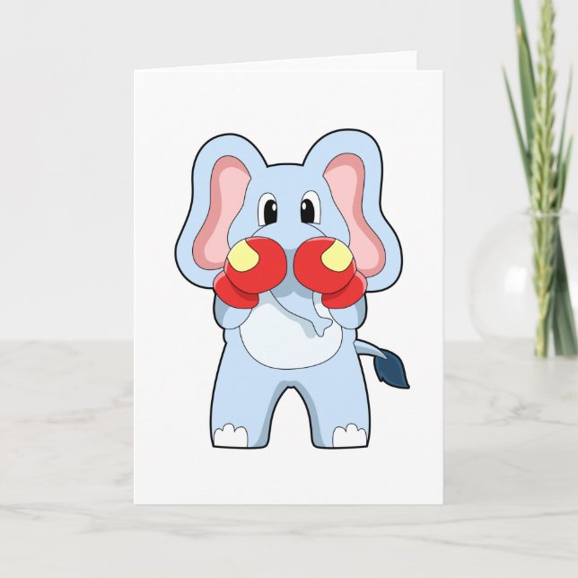 Carte Eléphant à la boxe avec gants de boxe (Devant)