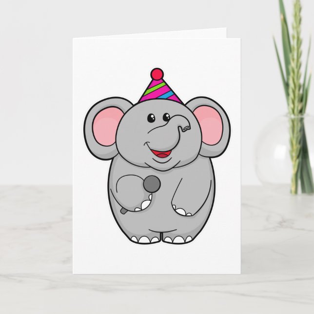 Carte Éléphant à la fête avec micro (Devant)