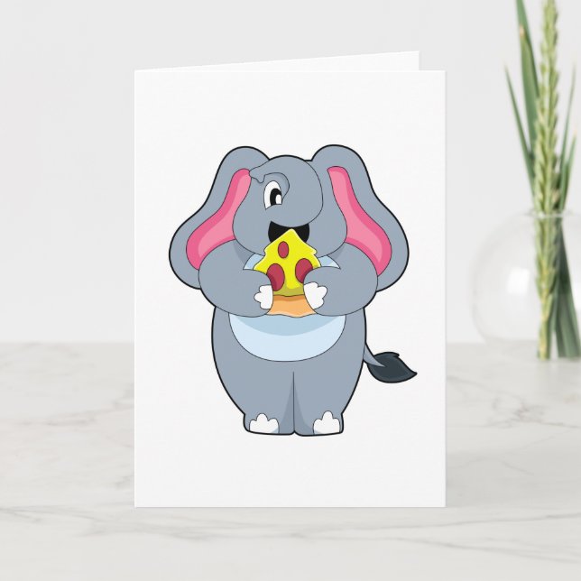 Carte Eléphant à la pizza (Devant)