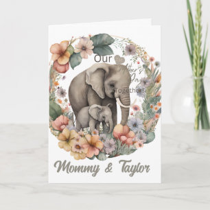Carte Éléphant à l'aquarelle Première fête des mères