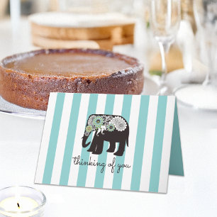 Carte Éléphant à rayures turquoise et motifs cachemire P