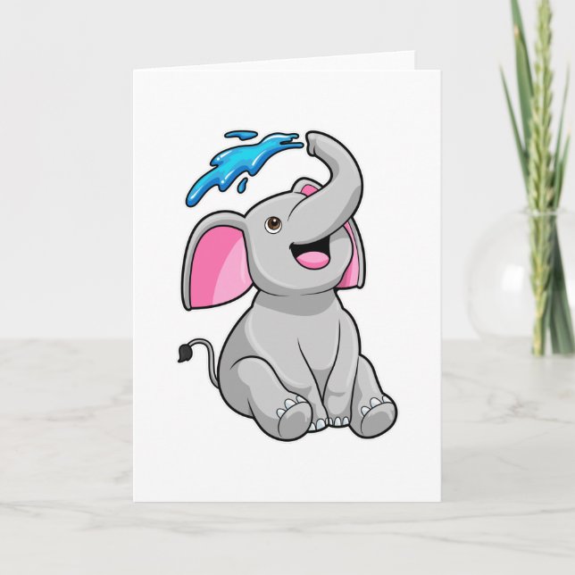 Carte Éléphant à Splash avec de l'eau (Devant)