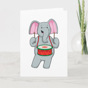 Carte Elephant at Music with Drum
