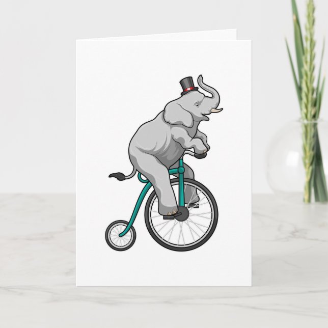 Carte Eléphant au cirque avec vélo (Devant)