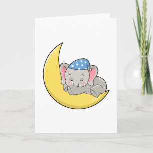 Carte Eléphant au coucher avec masque de couchage