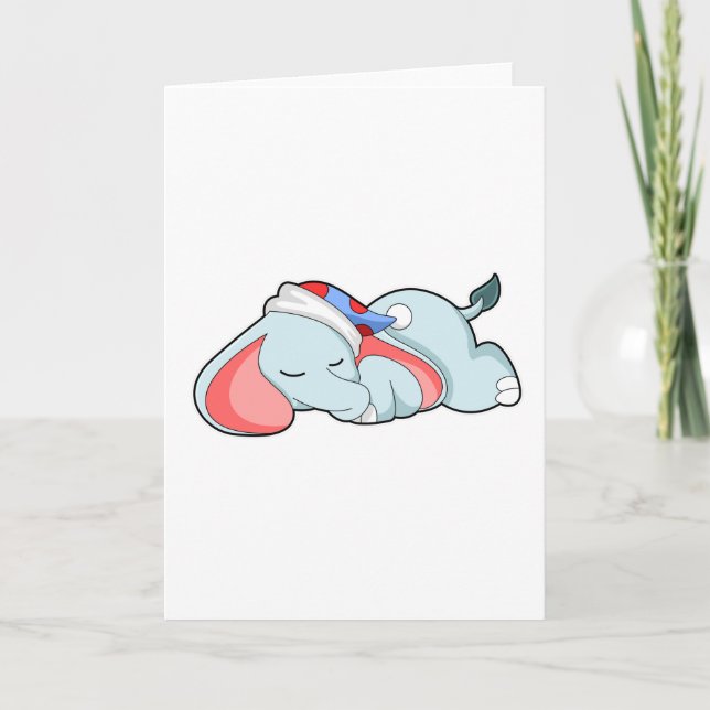 Carte Eléphant au coucher avec tête de lit (Devant)