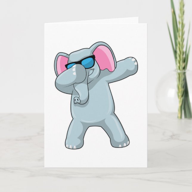 Carte Éléphant au dab de danse hip hop (Devant)