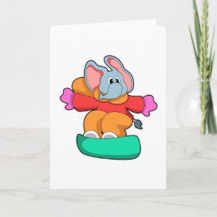 Carte Elephant au snowboard avec snowboard