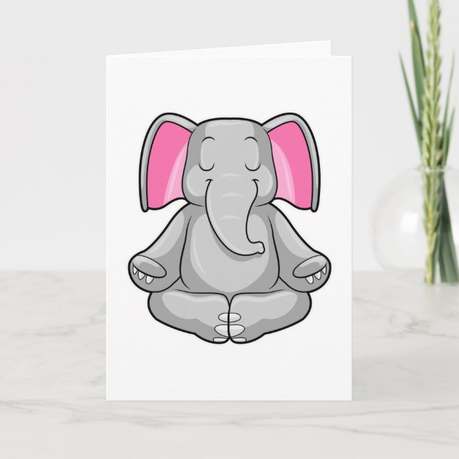 Carte Éléphant au Yoga en tailleur (Devant)