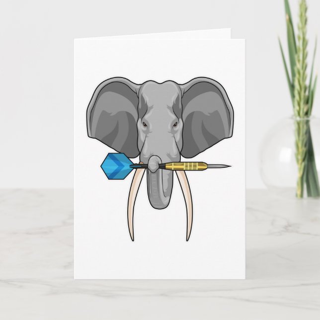 Carte Eléphant aux fléchettes avec fléchette (Devant)