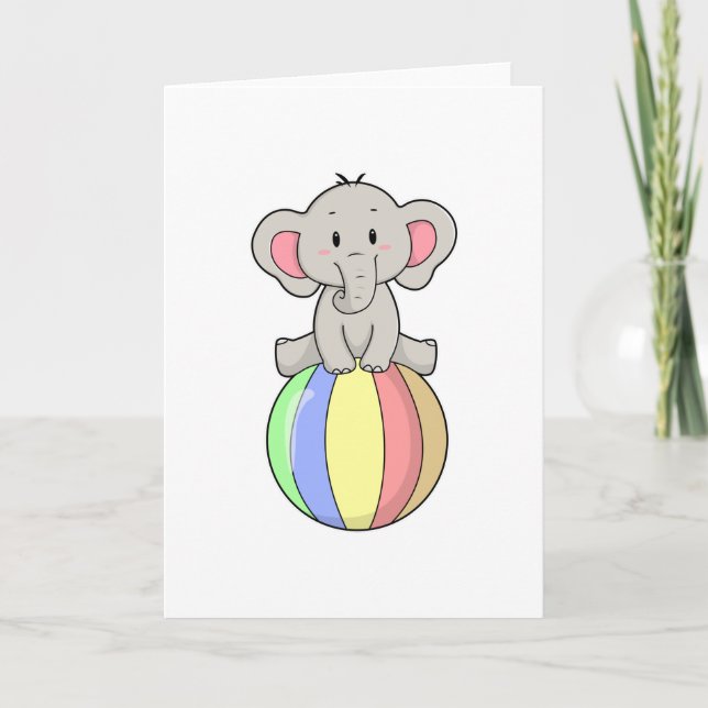 Carte Eléphant avec ballon (Devant)
