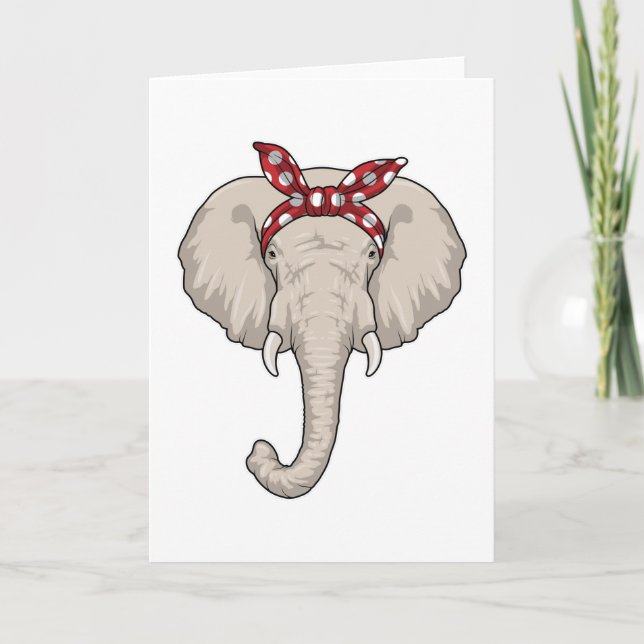 Carte Éléphant avec bandana (Devant)