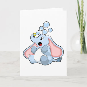 Carte Eléphant avec bulles d'eau