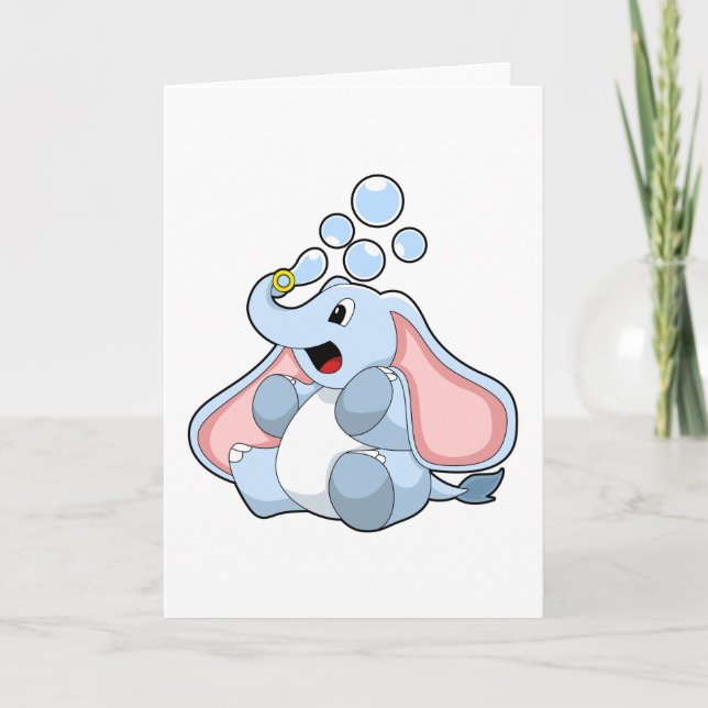 Carte Éléphant avec des bulles d'eau (Devant)