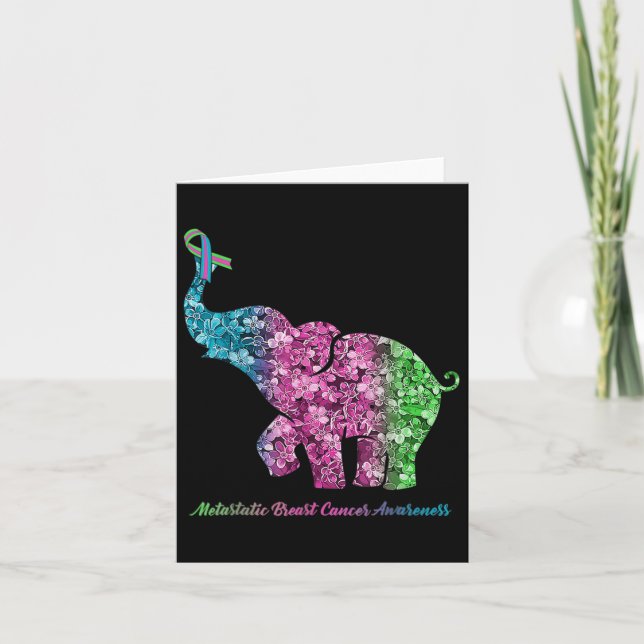 Carte Elephant Avec Fleur Métastatique Cancer du Sein Aw (Devant)