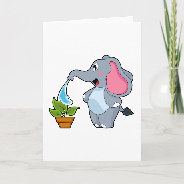 Carte Eléphant avec Plante (Devant)