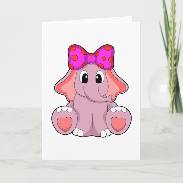 Carte Éléphant avec ruban (Devant)