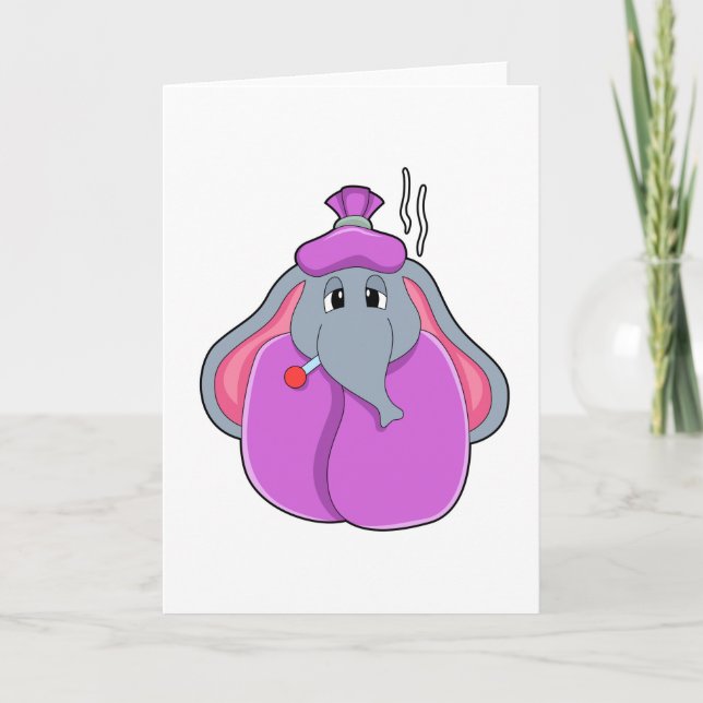 Carte Eléphant avec thermomètre à fièvre (Devant)