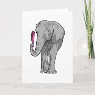 Carte Éléphant coiffeur avec peigne