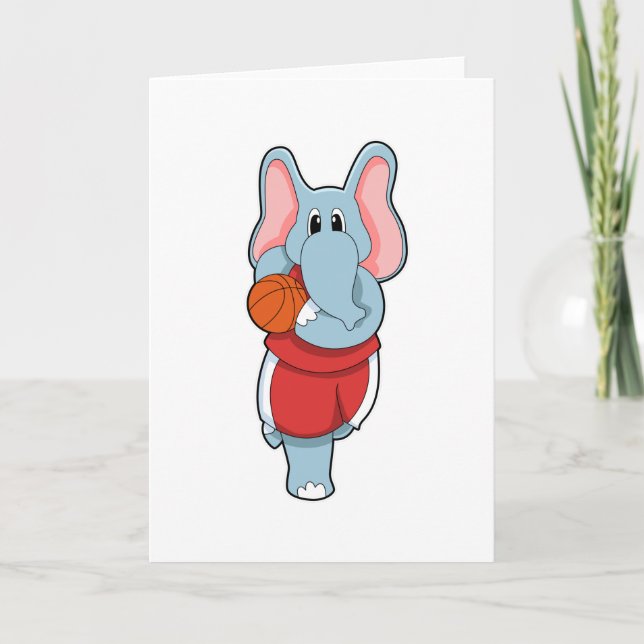 Carte Elephant comme joueur de basket-ball avec basket-b (Devant)
