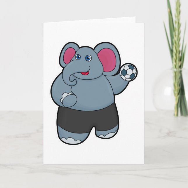 Carte Elephant comme joueur de handball avec Handball (Devant)