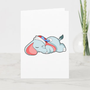 Carte Éléphant dormant avec une tête endormie