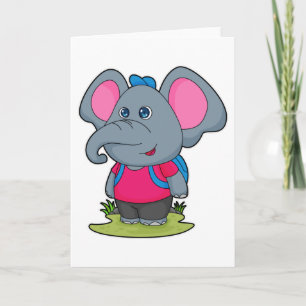 Carte Éléphant en randonneur avec sac à dos