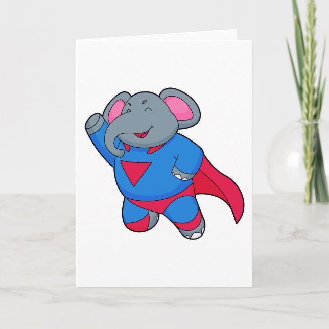 Carte Éléphant en Superhéros (Devant)