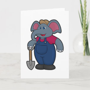 Carte Elephant en tant que fermier avec Shovel