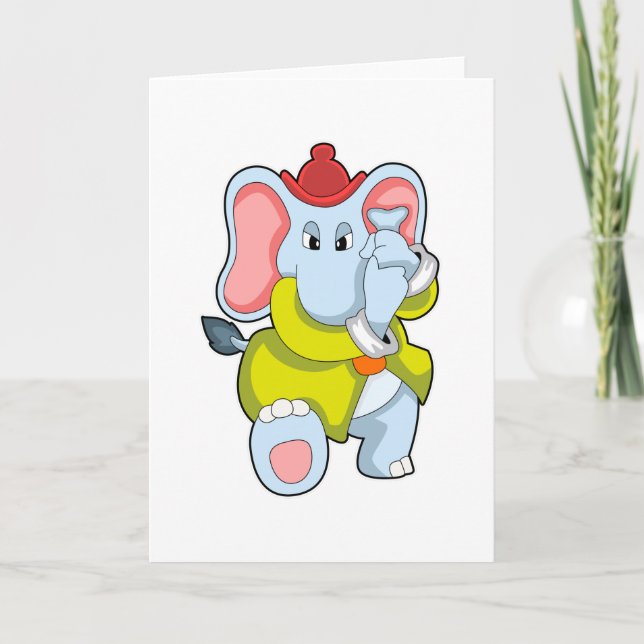 Carte Éléphant en tant que pompier avec trompe (Devant)