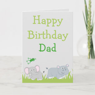 Carte Elephant et Hippo Joyeux anniversaire photo de pèr