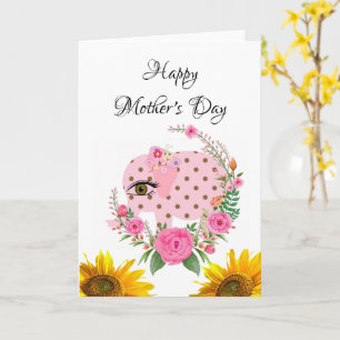 Carte Elephant Happy Mother's Day Folded Greeting Card