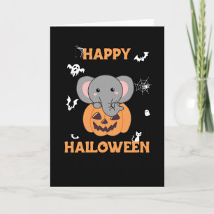 Carte Elephant In Pumkin Cute Elephant Happy Halloween