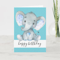 Eléphant mignon 1er anniversaire bébé garçon Polka