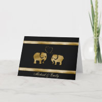 Éléphant mignon tendance noir / doré amoureux