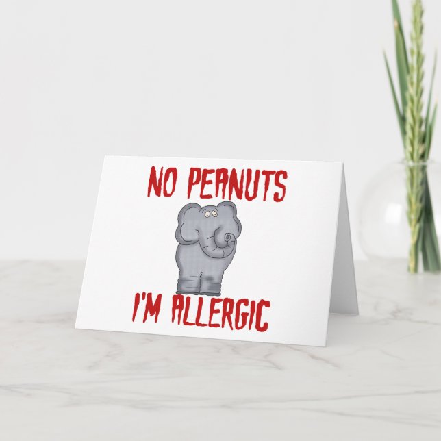 Carte Elephant NO Peanuts Je suis Allergique (Devant)