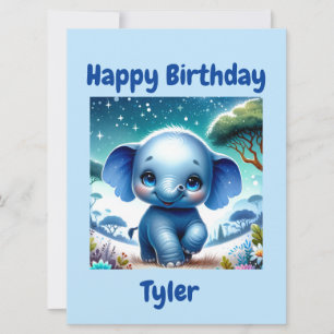 Carte Eléphant sourd sous un ciel étoilé